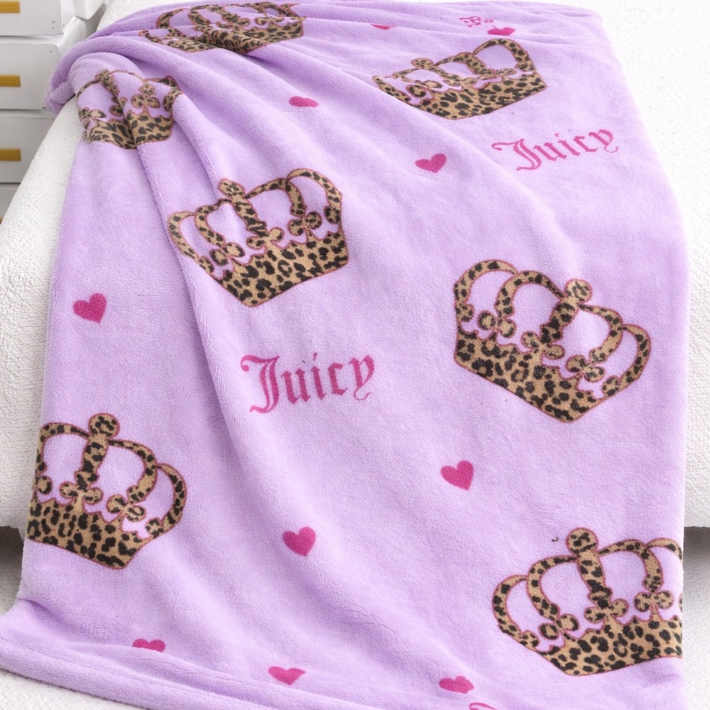 Juicy Couture Blanket with Leopard Crowns